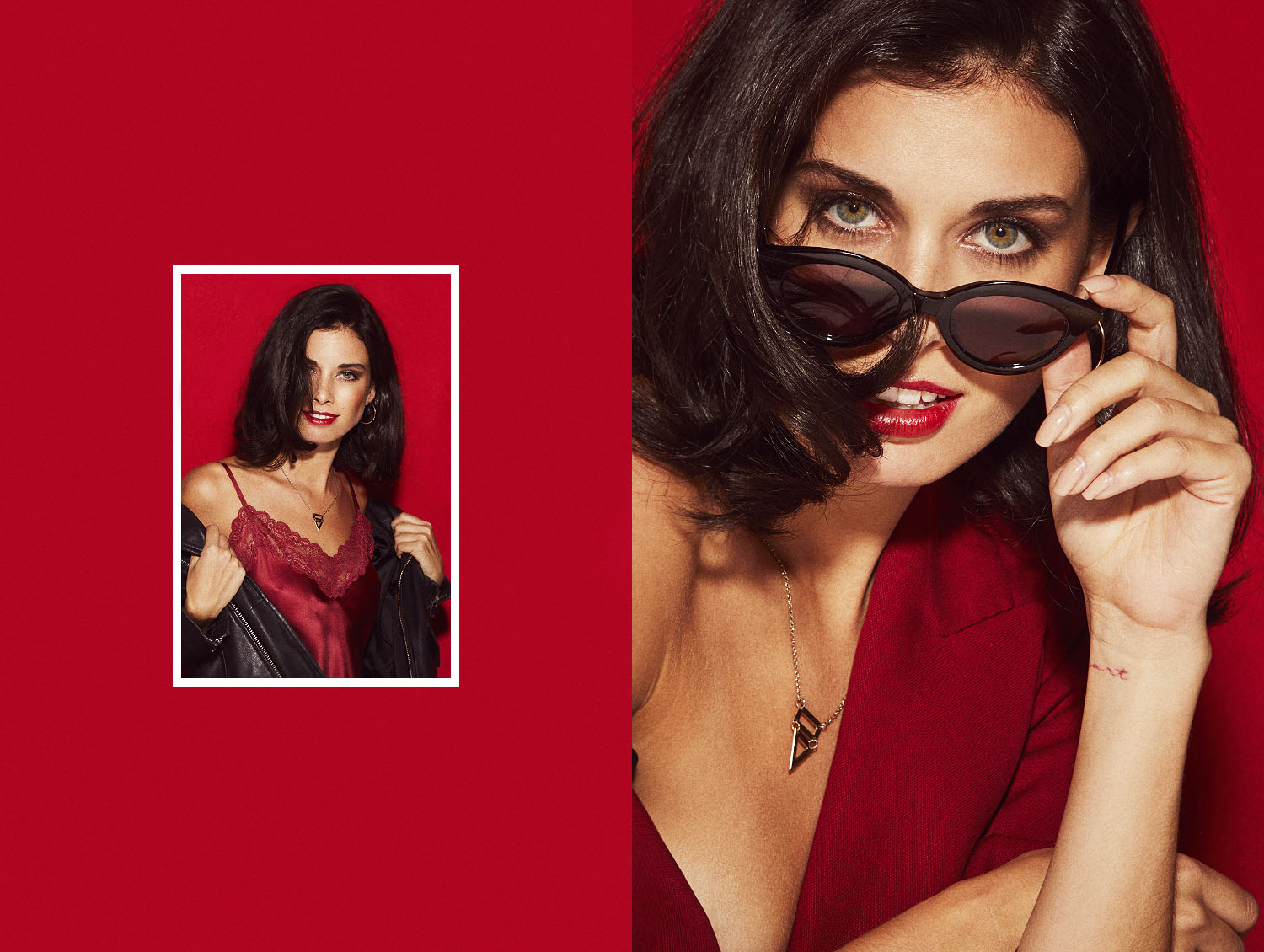 Detalle de accesorios metálicos oversize con reflejos especulares